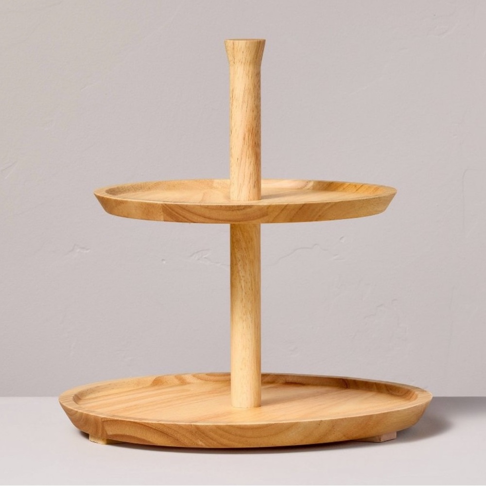 Hearth & Hand with Magnolia Two Tiered Wood Serving Tray Round Shape NWT - Picture 13 of 15